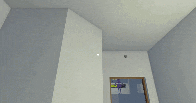 Two screenshots showing players using arm gestures to communicate which abstract sculpture to select.
